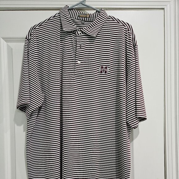 Peter Millar Summer Comfort Polo XL – Mississippi State | Maroon & White Striped - Picture 4 of 4